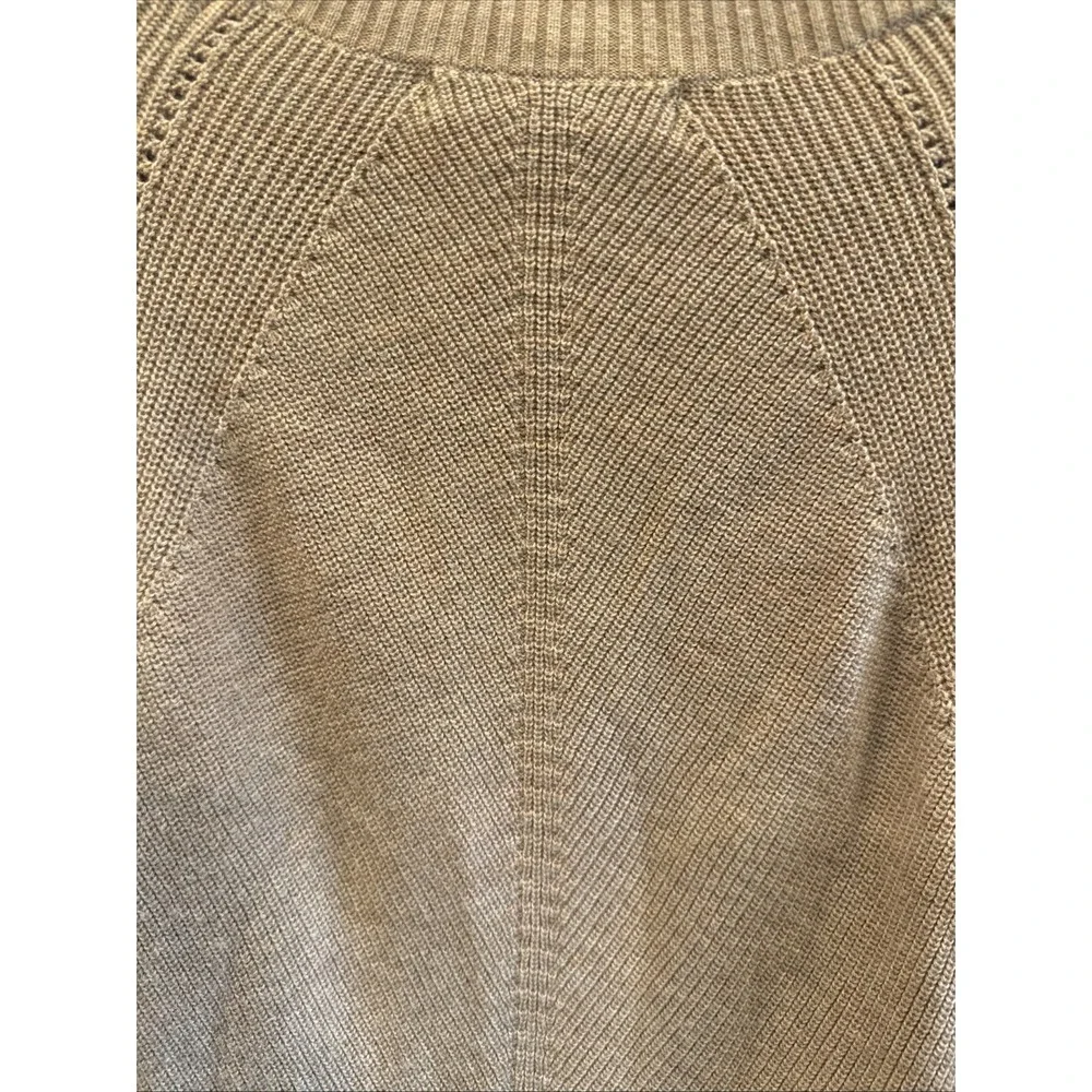 TITLE NINE | Extra Fine Merino Wool Blend Contrast Details Sweater Tan Sz Large